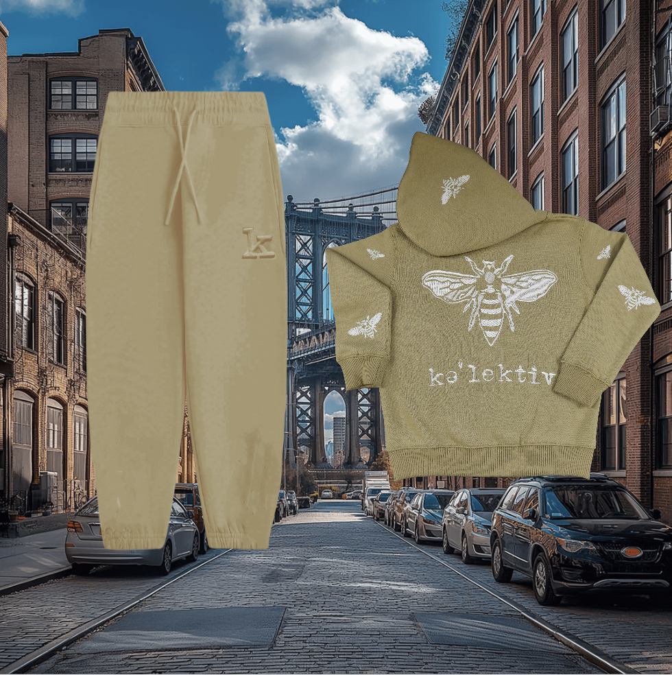 Kids' Pale Gold Hooded Sweater With Embroidered Bee's