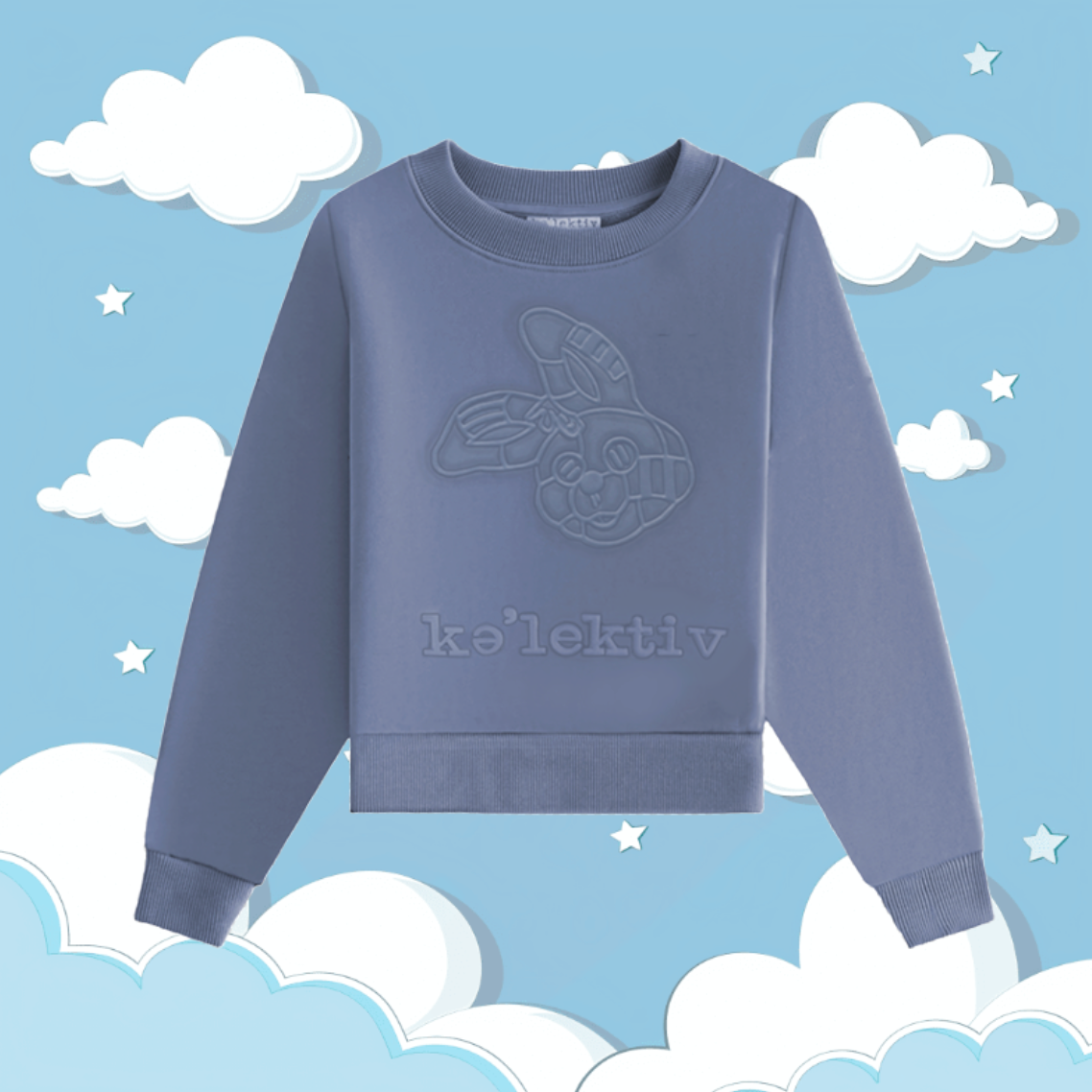 Kid's Blue Sweater With Embossed Bunny