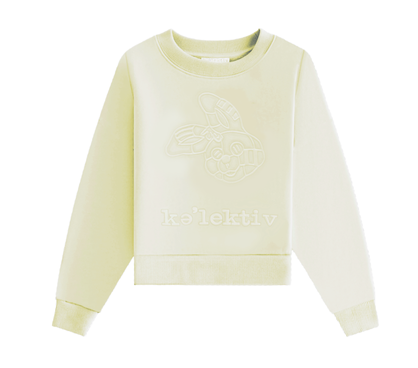 Kids' Pale Yellow Crew Neck Sweater With Embossed Design