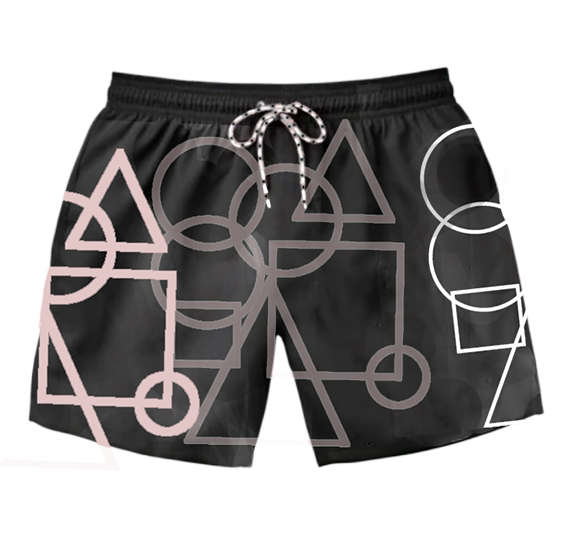 Geometric Print Adult Swim Trunks