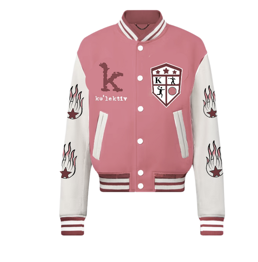 Kid's Dodgeball Varsity Jacket In Old Rose