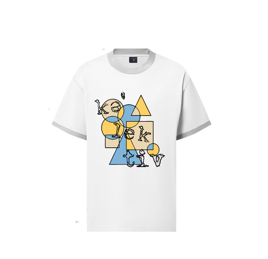 Adult White Tee With Geometric Print