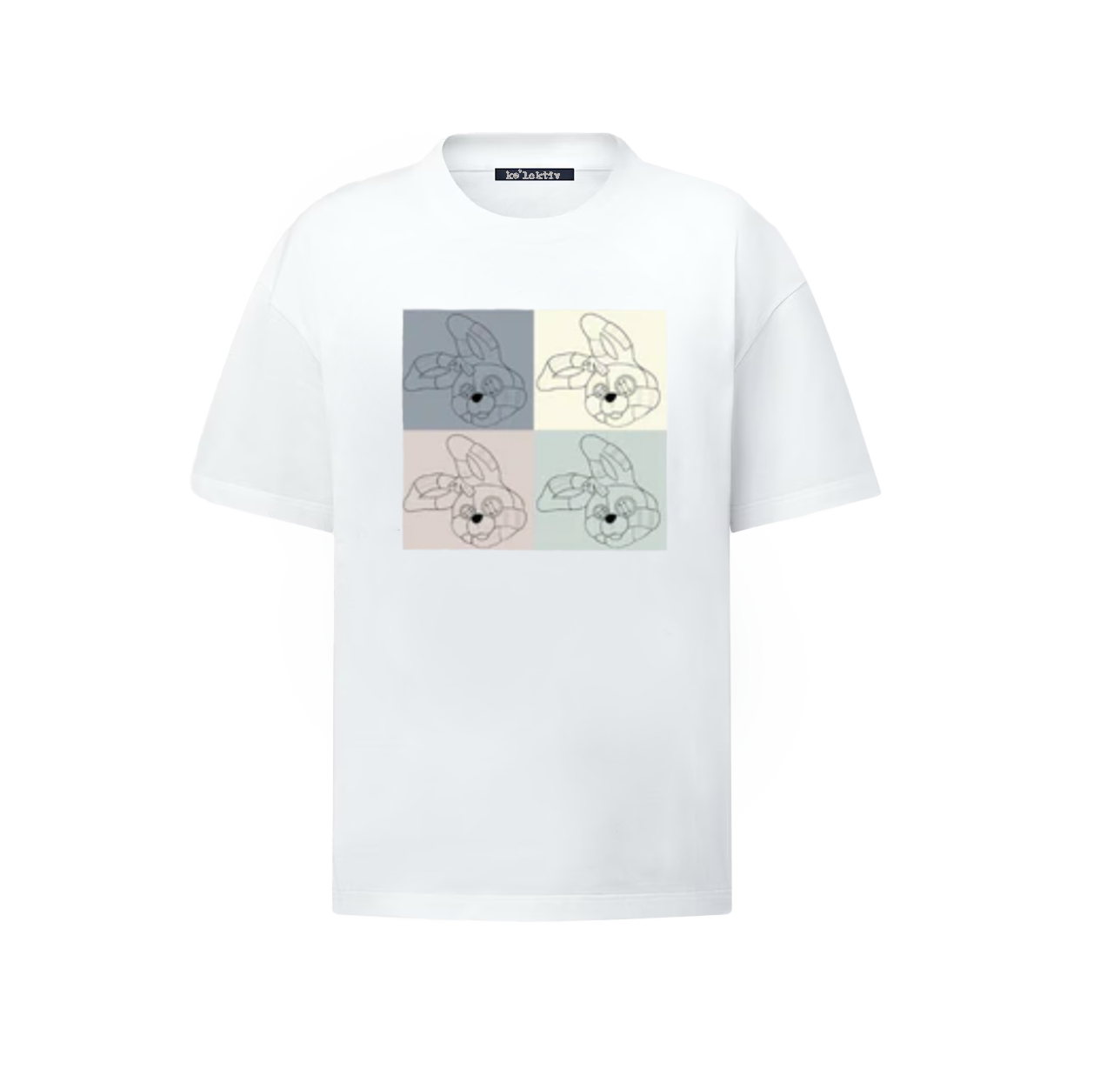 Kid's all white colorful 4 bunnys boxed tee