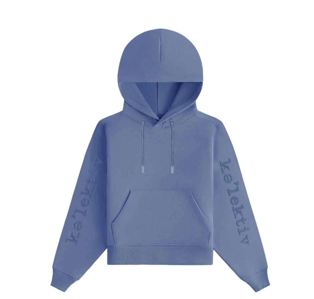 Kid's Blue Hooded Sweater With Full Embossed Bunny