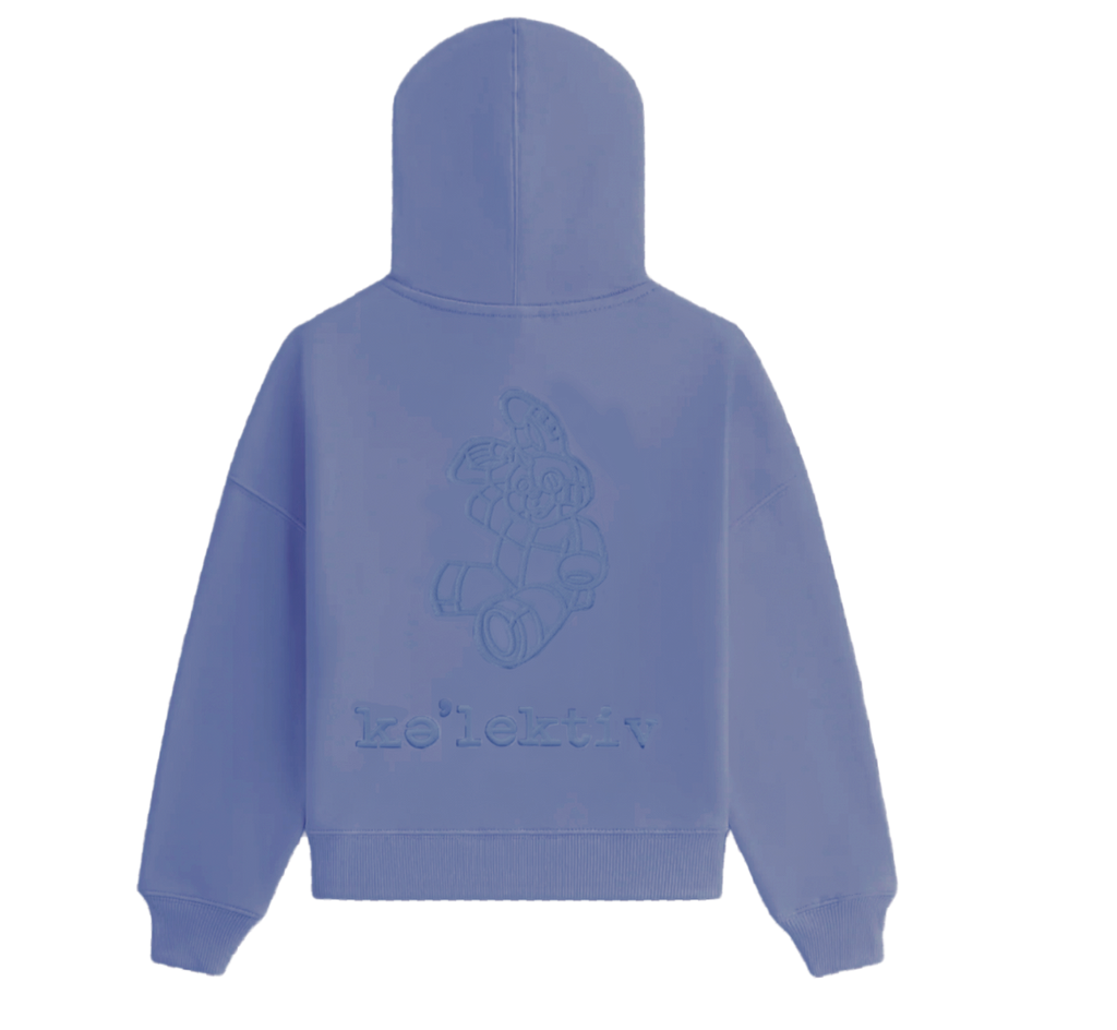 Kid's Blue Hooded Sweater With Full Embossed Bunny