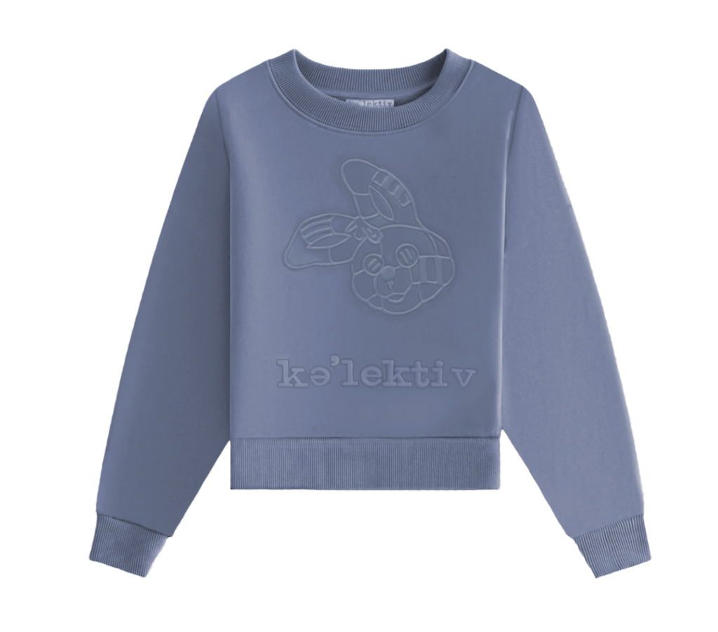 Kid's Blue Sweater With Embossed Bunny