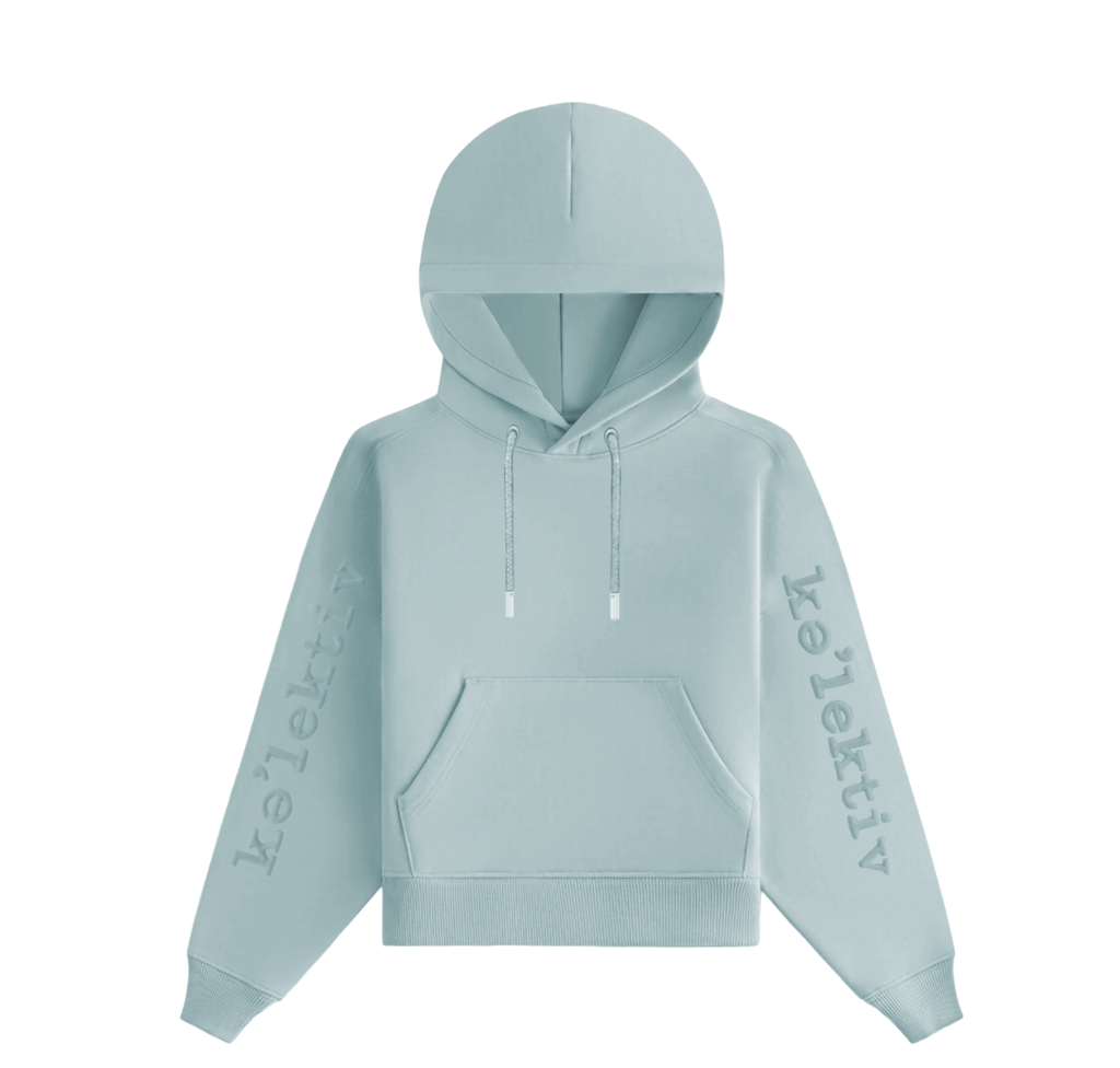 Kids' Mint Green Hooded Sweater With Embossed Design