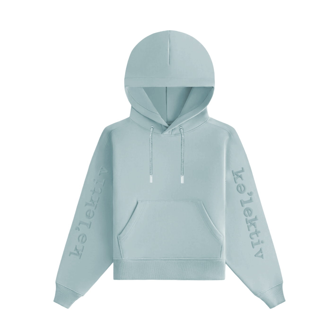 Kids' Mint Green Hooded Sweater With Embossed Design