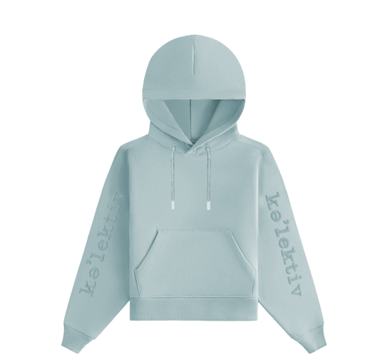 Kids' Mint Green Hooded Sweater With Embossed Design