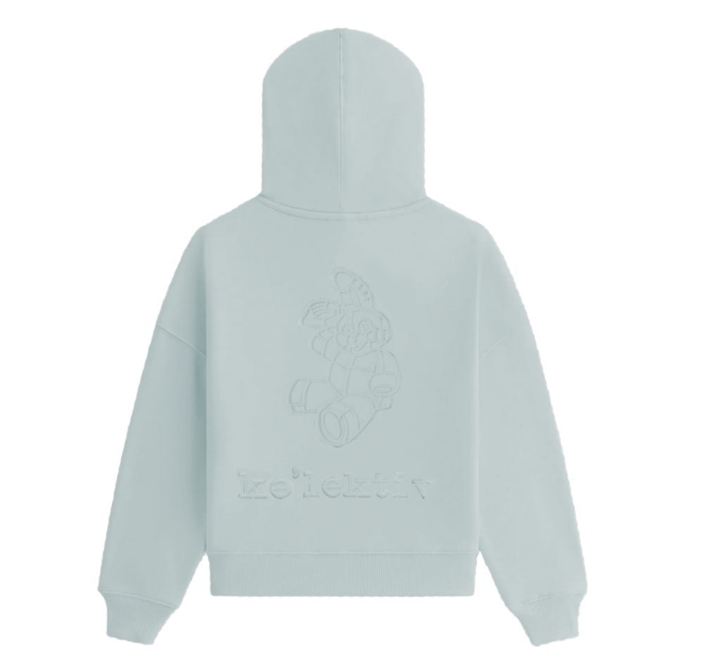 Kids' Mint Green Hooded Sweater With Embossed Design