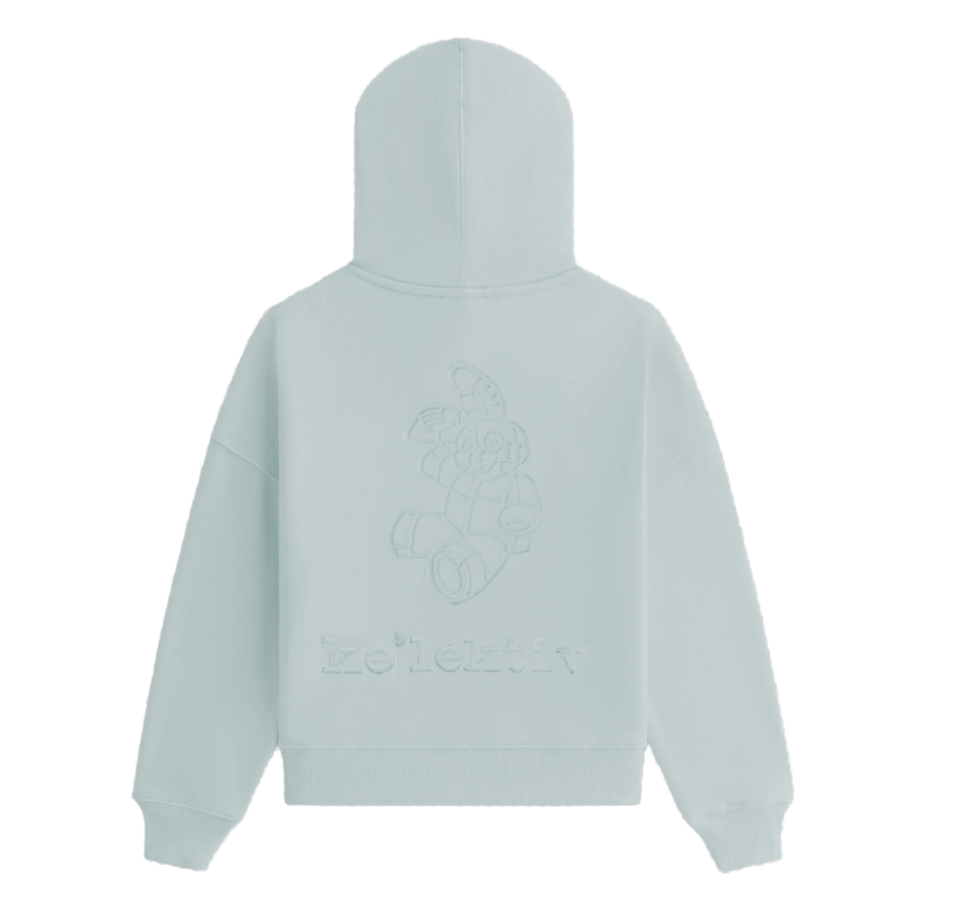 Kids' Mint Green Hooded Sweater With Embossed Design