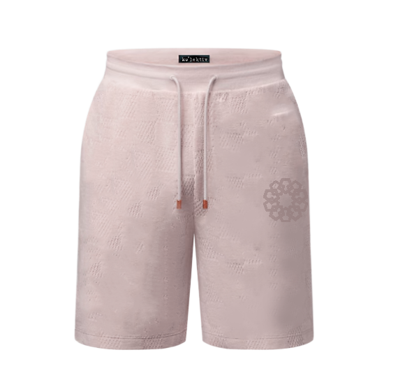 Mauve French -Terry Shorts With Embroidered Motif