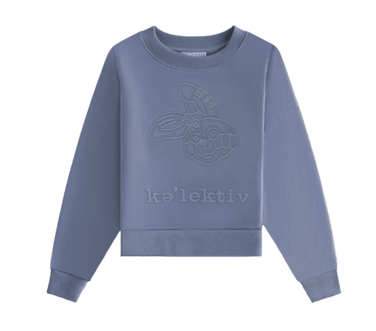 Kid's Blue Sweater With Embossed Bunny