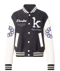 Adult Varsity Jacket With Geometric Design And Embroidered Sleeves