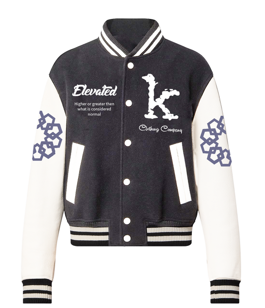 Adult Varsity Jacket With Geometric Design And Embroidered Sleeves