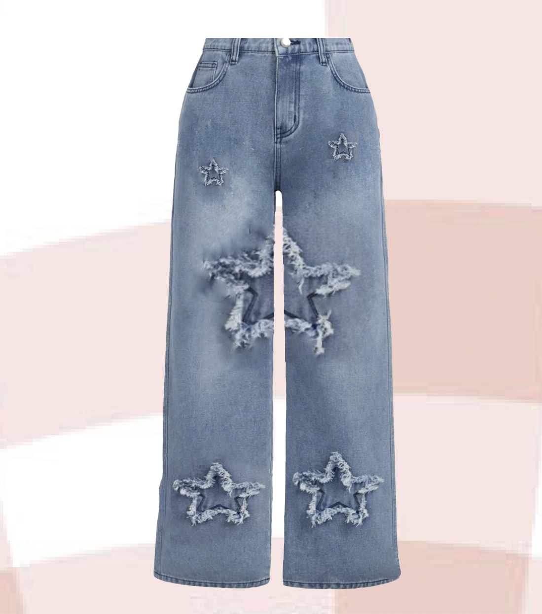 Light blue star patch denim flare jeans for kid's