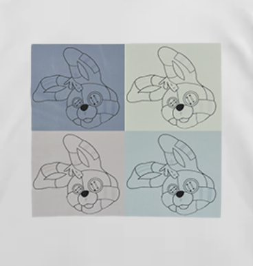 Kid's all white colorful 4 bunnys boxed tee