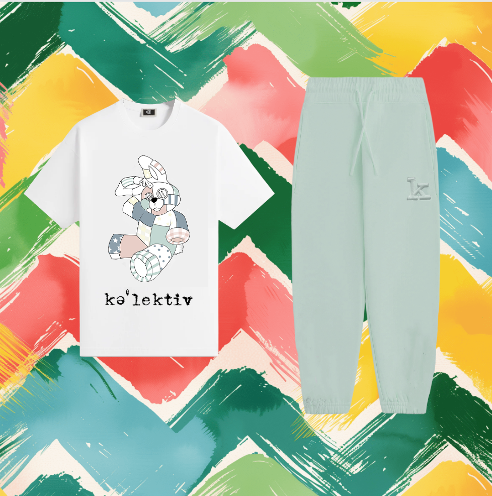 Kid's all white tshirt with Bunny on the front