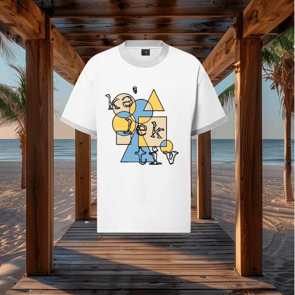 Adult White Tee With Geometric Print