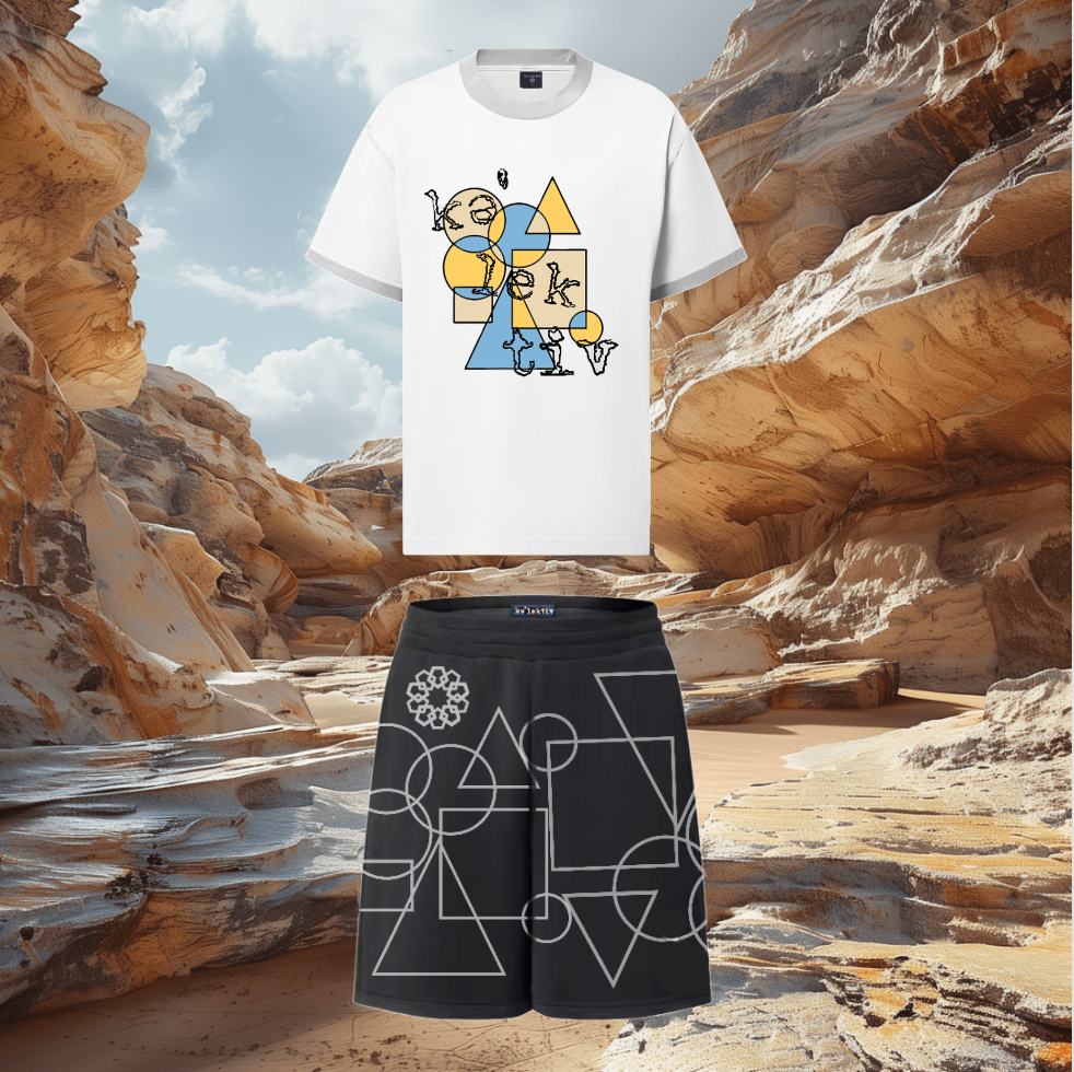 Adult White Tee With Geometric Print