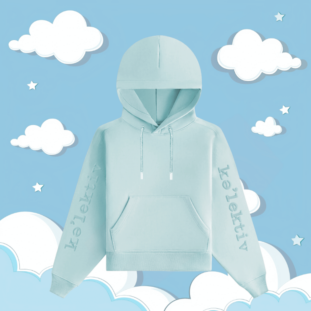 Kids' Mint Green Hooded Sweater With Embossed Design