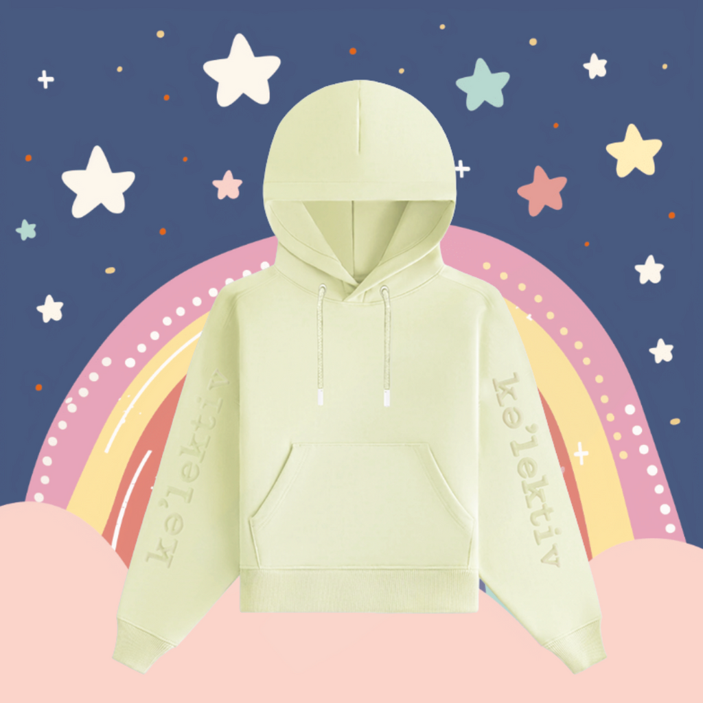 Kid's Pale Yellow Hooded Sweater With Embossed Design