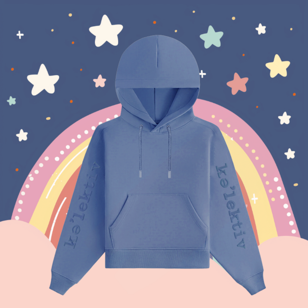 Kid's Blue Hooded Sweater With Full Embossed Bunny
