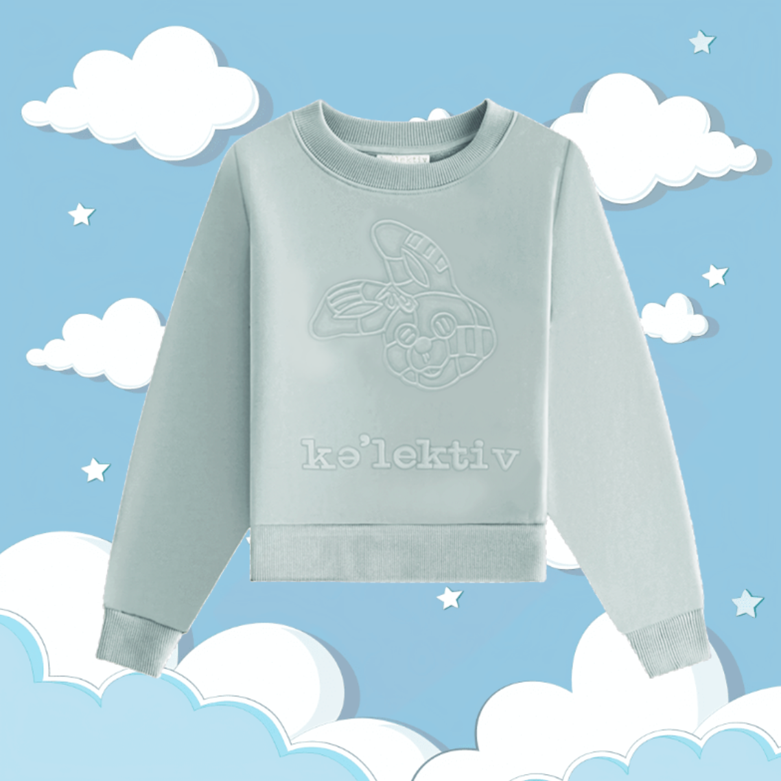 Kid's Mint Green Sweater With Embossed Bunny