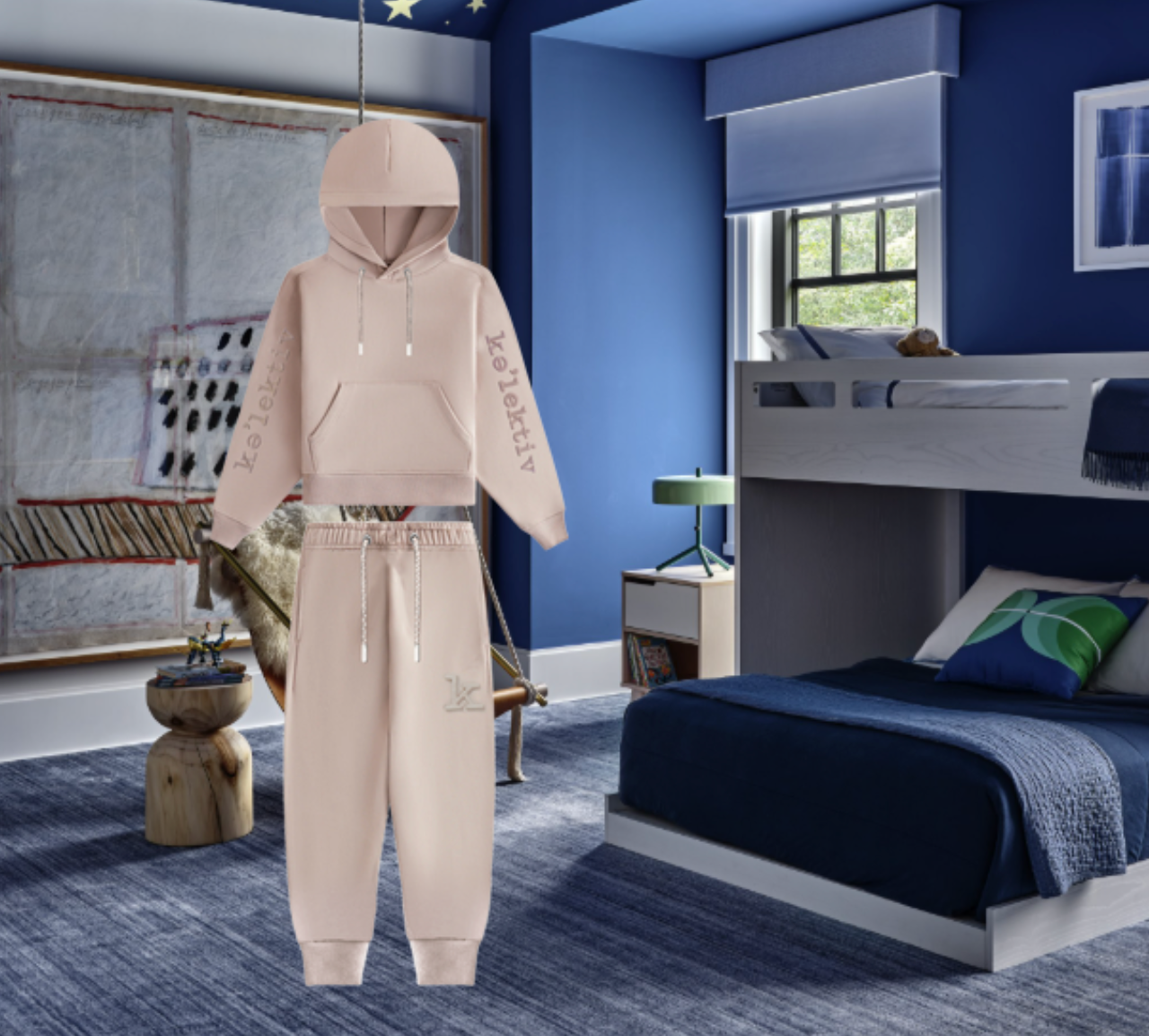 Kid's Mauve Colored Embossed Hooded Sweater