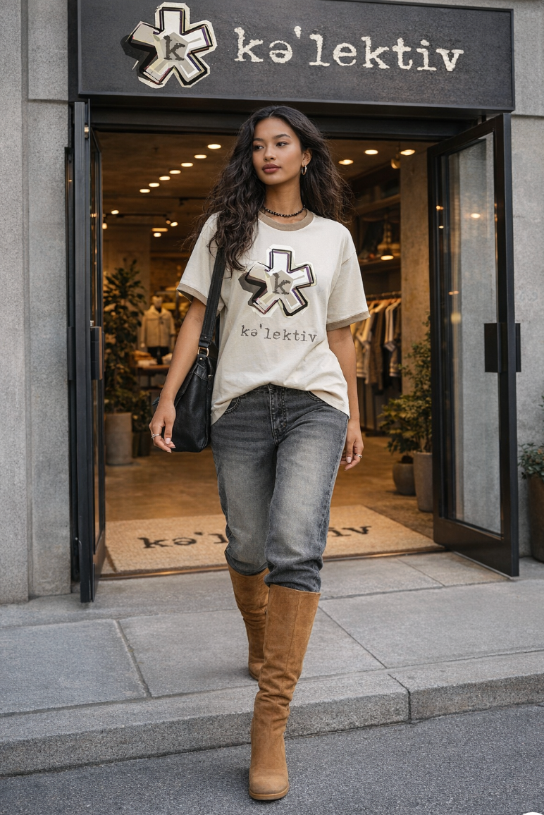 Adult Shirt Tan With Asterisk Print