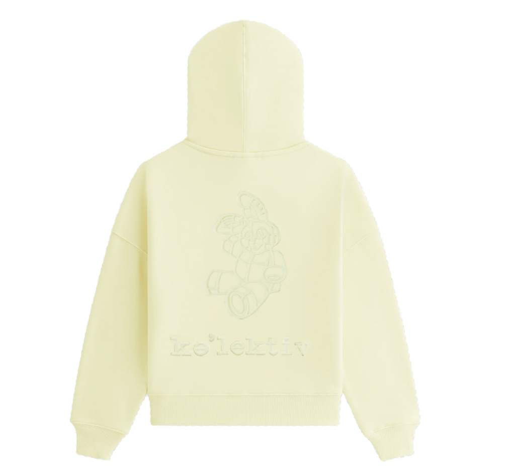 Kid's Pale Yellow Hooded Sweater With Embossed Design