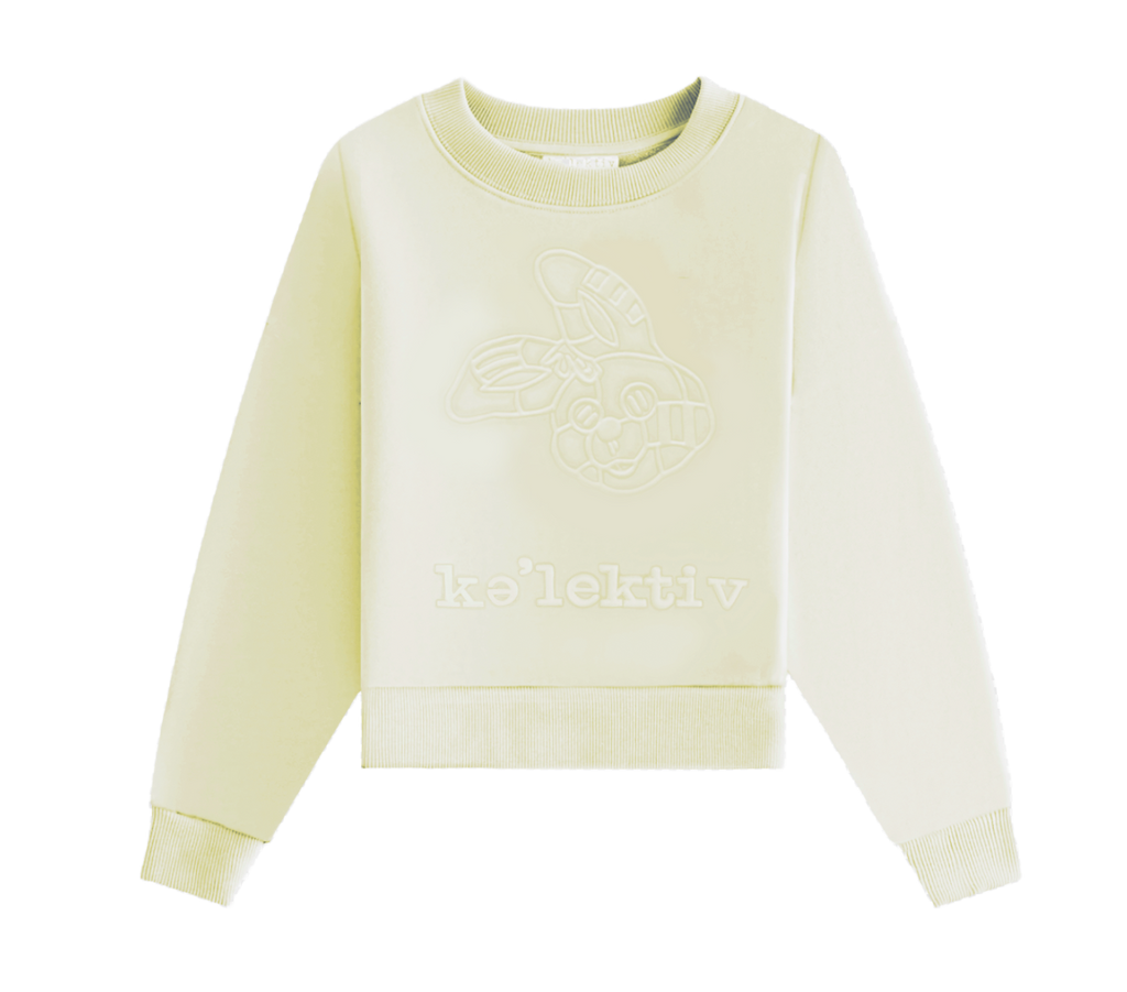 Kids' Pale Yellow Crew Neck Sweater With Embossed Design