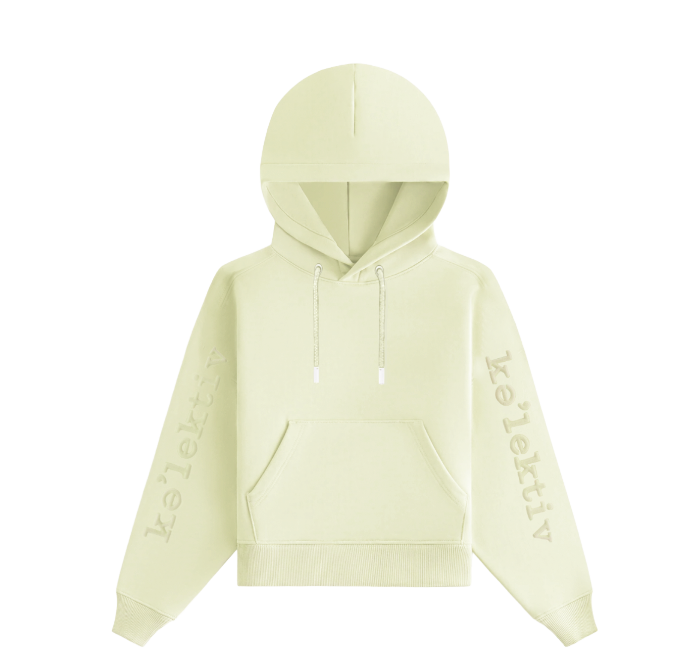 Kid's Pale Yellow Hooded Sweater With Embossed Design