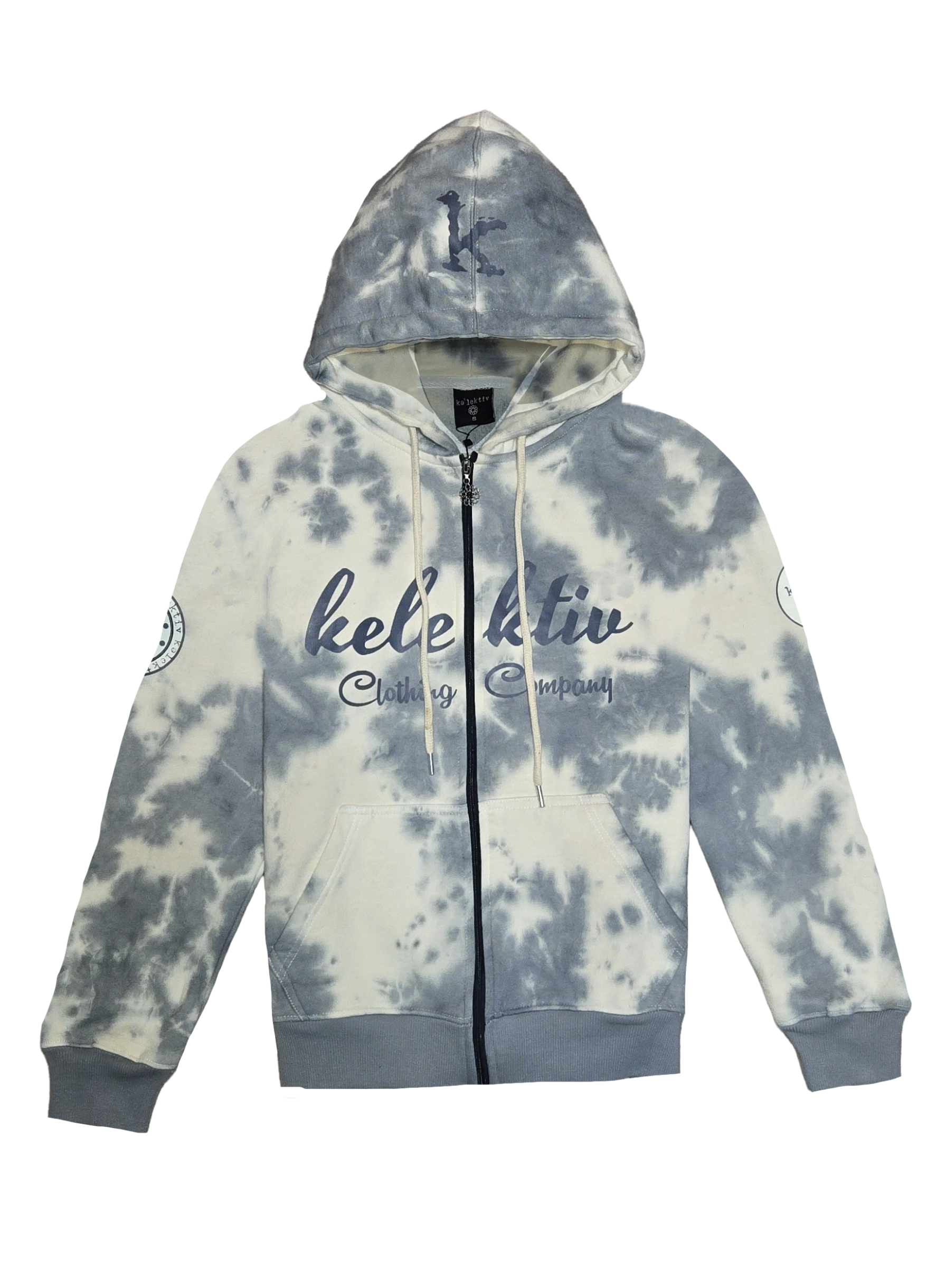 Adult Blue Acid Washed Hooded Sweater