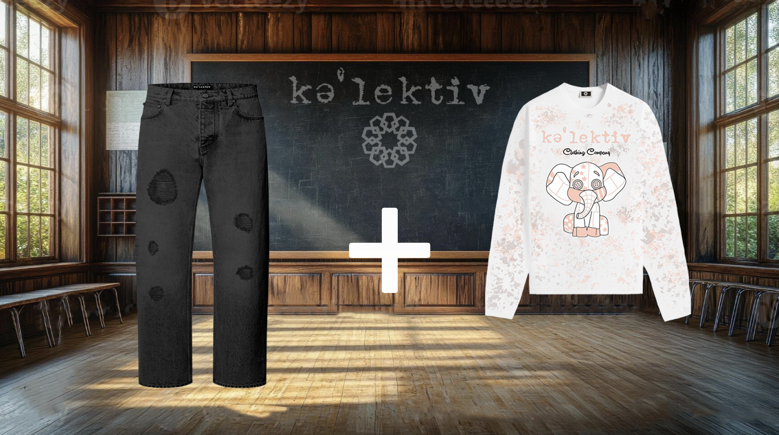 Kid's White Long Sleeve Tee With Elephant Print