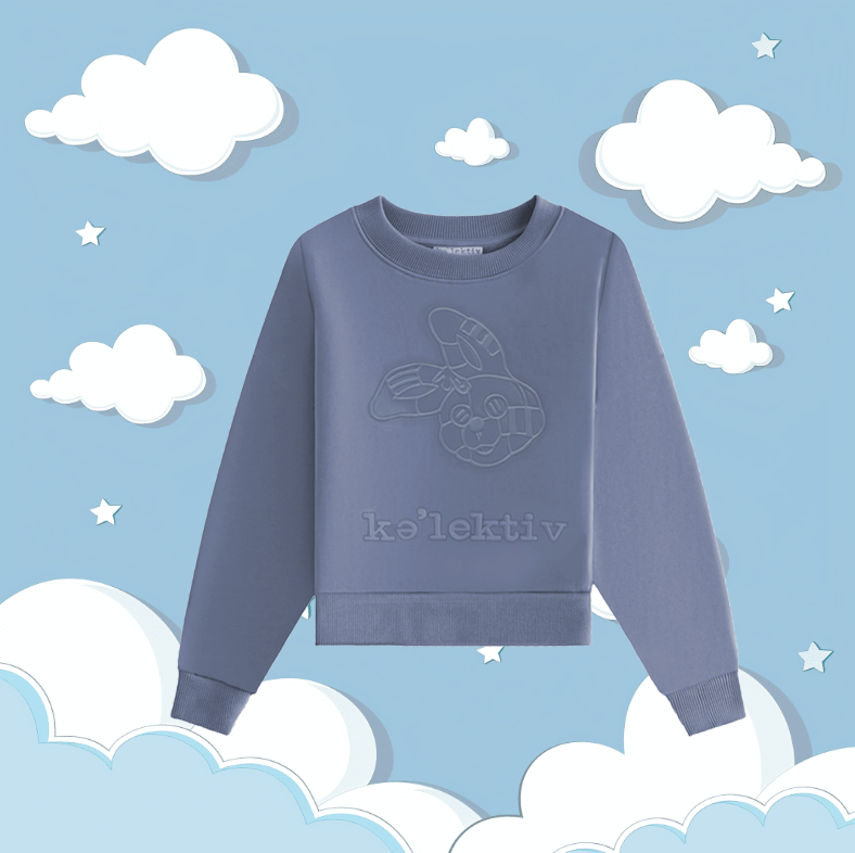 Kid's Blue Sweater With Embossed Bunny