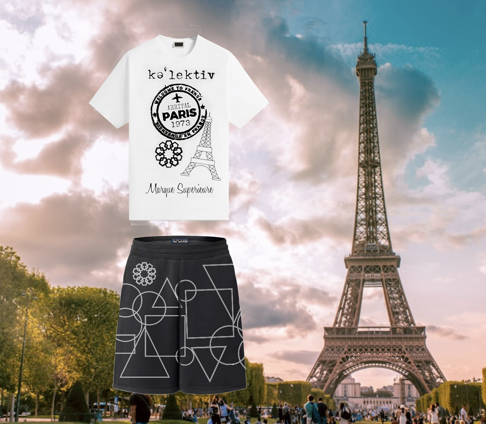 Adult White Tee With Paris Passport Print