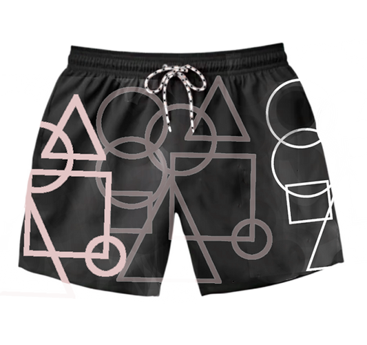 Geometric Print Adult Swim Trunks