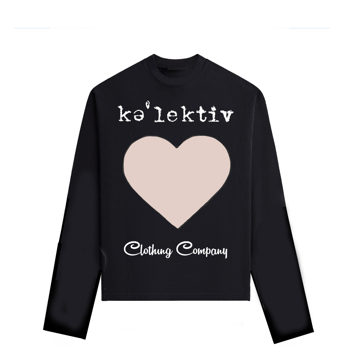 Kid's Black Tee With Heart Print On The Front