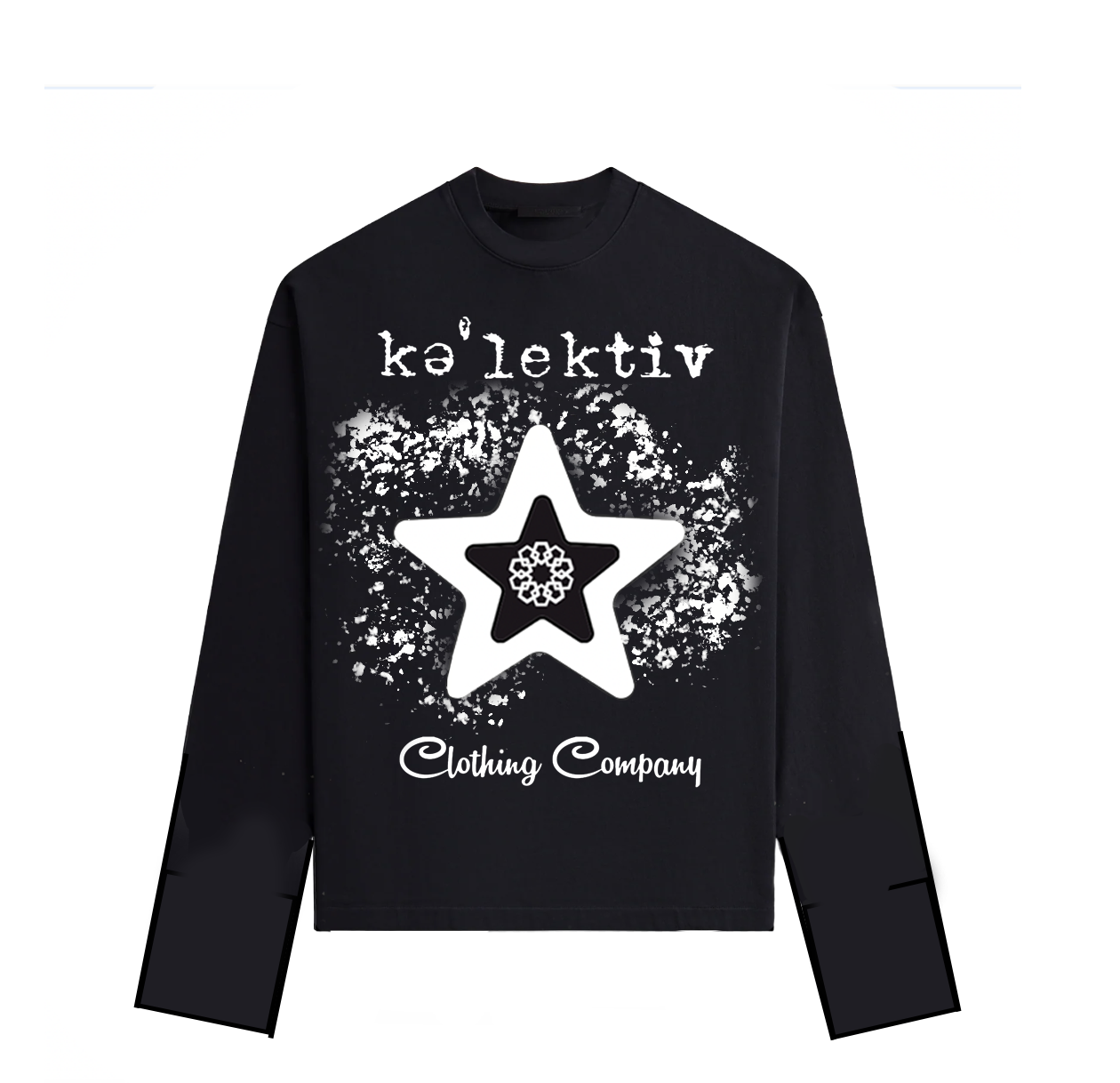 Kid's Black Long Sleeve Tee With Star On The Front