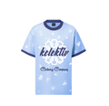 Adult Blue Splash Tee With Motif Print