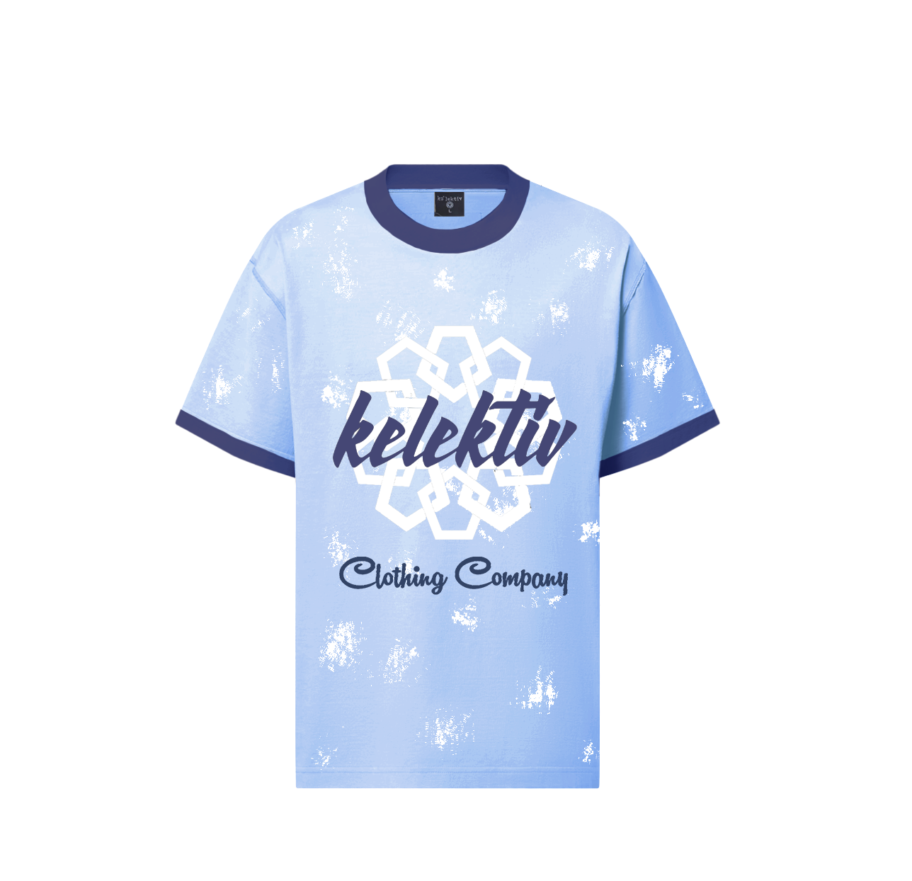Adult Blue Splash Tee With Motif Print