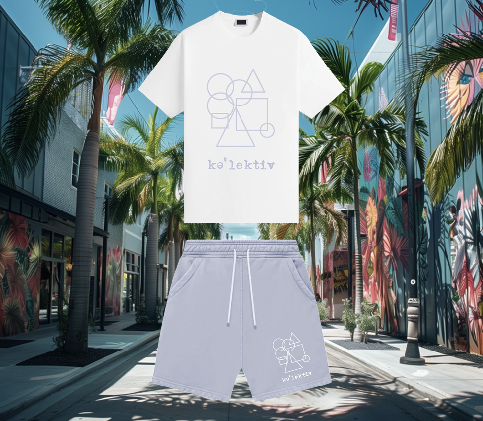 Blue Sweat Shorts With Geometric Print