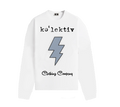 Kids White Long Sleeve Tee With Thunderbolt Print