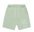 Mint Green Sweat Shorts With Geometric Print