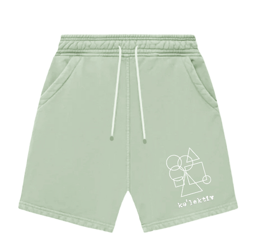 Mint Green Sweat Shorts With Geometric Print