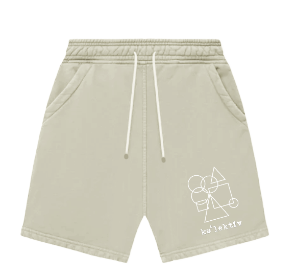 Tan Sweat Shorts With Geometric Print