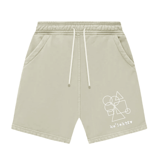 Tan Sweat Shorts With Geometric Print