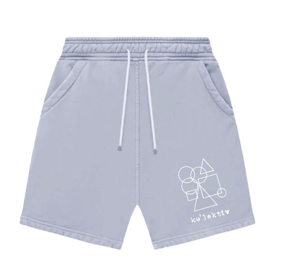 Blue Sweat Shorts With Geometric Print
