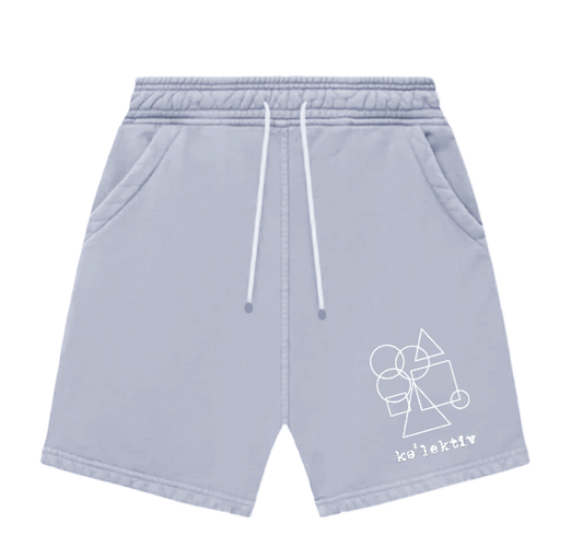 Blue Sweat Shorts With Geometric Print